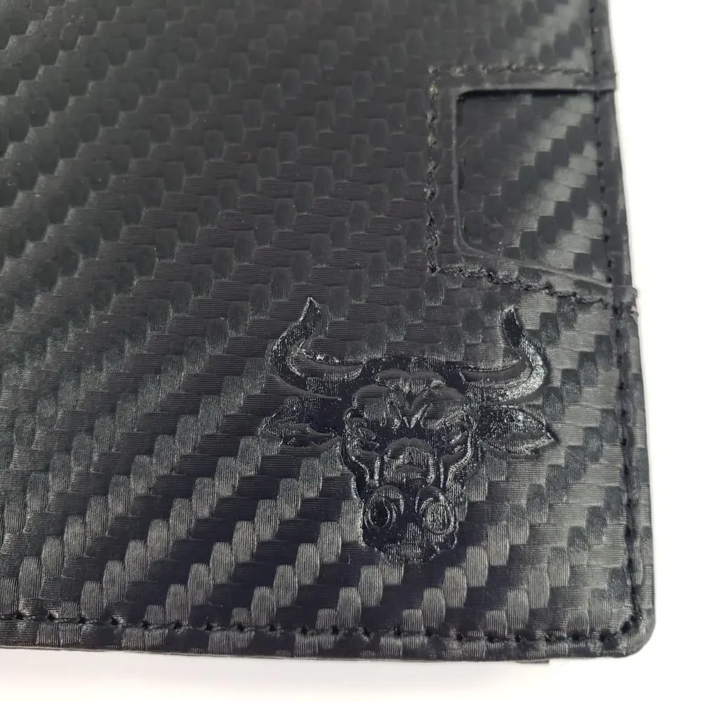 BULLMIND Black Bifold Wallet Bull Slim Thin Minimalist with Money Clip Gift Box